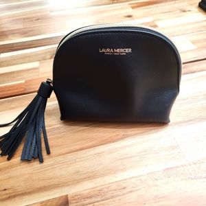 Laura Mercier black leather makeup pouch